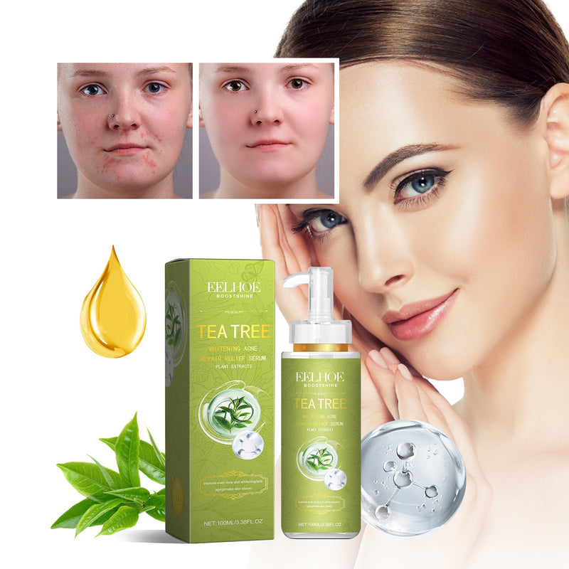 Tea Tree Whitening Acne Repair Relief Serum, Desalt Blain Acne Clean And Tighten Pores Moisturizing Essence