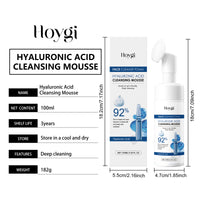 Hyaluronic Acid Cleansing Foam Facial Skin Gentle Cleansing Moisturizing Nourishing Skin Care Cleanser