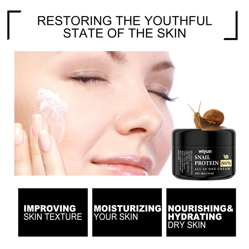 Snail Protein All In One Cream, Hydrating Moisturizing Refreshing Delicate Skin Repair Dark Yellow Face Brightening Cream