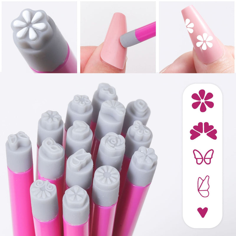 Silicone Head Nail Art Stamping Pen Butterfly Floral DIY Nail Stamp Transfer Tool