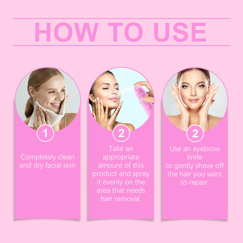 Jaysuing Facial Hair Recognition Spray Facial Cleanser Softens Hair Gentle Daily Care Hair Removal Spray