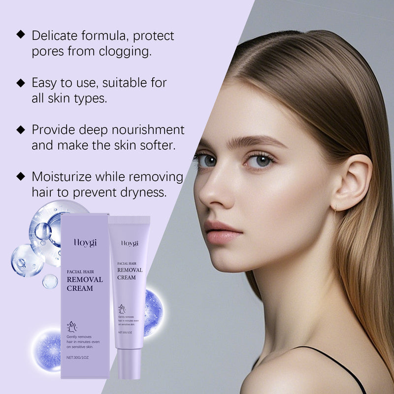Hoygi Facial Hair Removal Cream, Mild Facial Hair Removal Daily Facial Treatment Cleanses, Moisturizes And Smoothes Skin