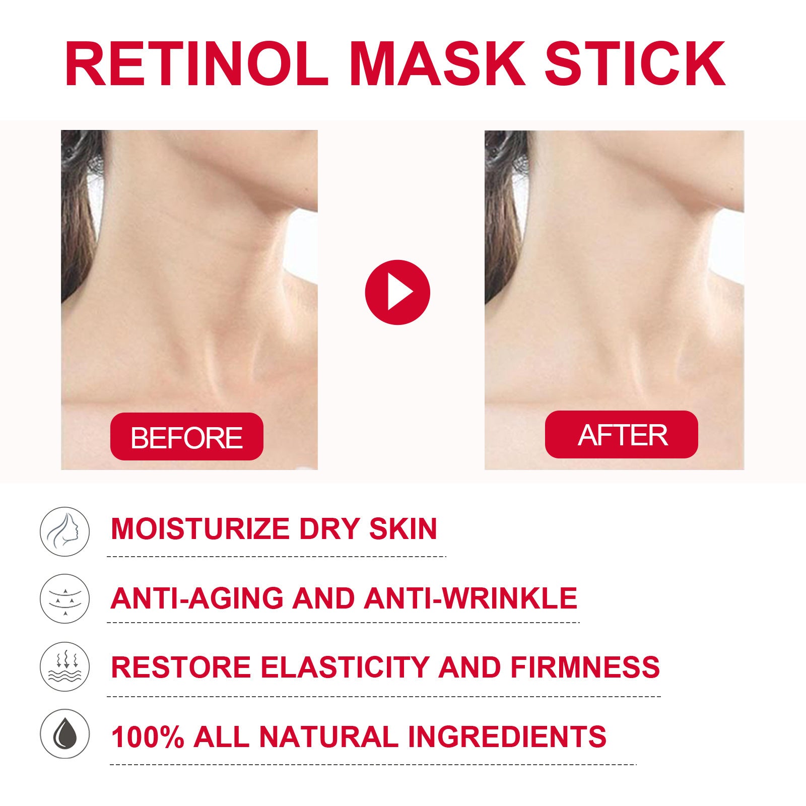 Retinol Mask Stick, Moisturize Dry Skin Tight Elastic Smooth Water