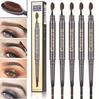 Double Eyebrow Pen with Brush Toothbrush Head Eyebrow Pencil Multifunctional Waterproof Long Lasting Makeup