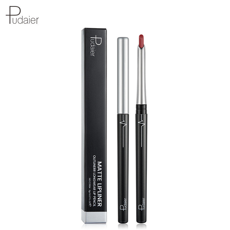 Pudaier Stereo Matte 17 Color Lip Liner Pen Automatically Do Not Faint Eye Shadow Eyeliner Lipstick Red Lipstick