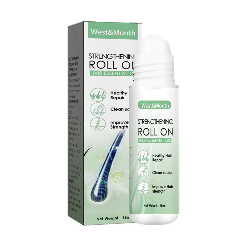 West&Month Strengthening Roll On Hair Essential Oil, Scalp Massage Moisturizing Hair Roots Thickening Hair Care Ball Essential Oil