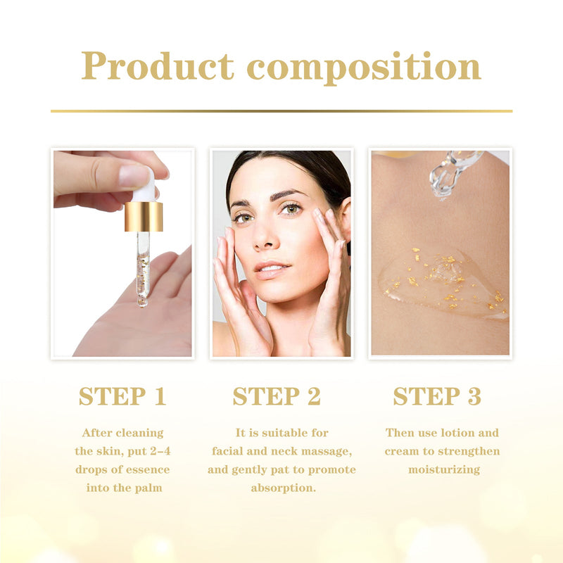 24k Gold Face Serum, Hydrates Reduces Wrinkles Cleans Shrinks Pores And Brightens Skin Serum