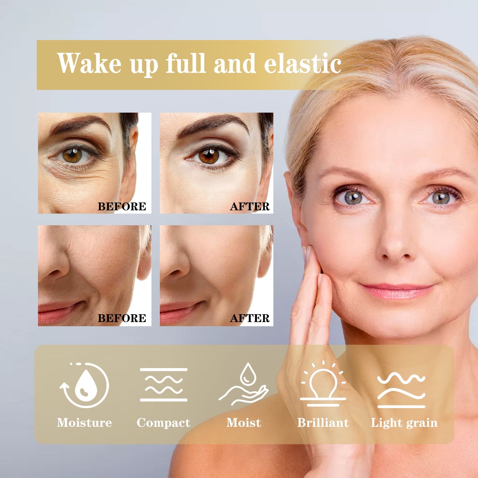 24k Gold Face Serum, Hydrates Reduces Wrinkles Cleans Shrinks Pores And Brightens Skin Serum