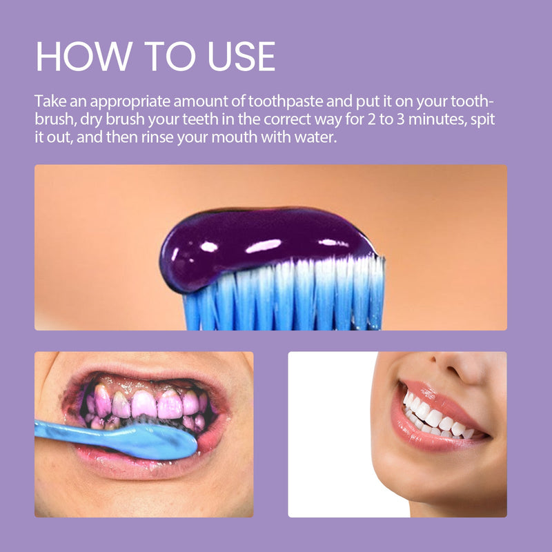 EELHOE Purple Corrector, Clean Stains Whitening Teeth Care Gums Fresh Mouth Care Toothpaste