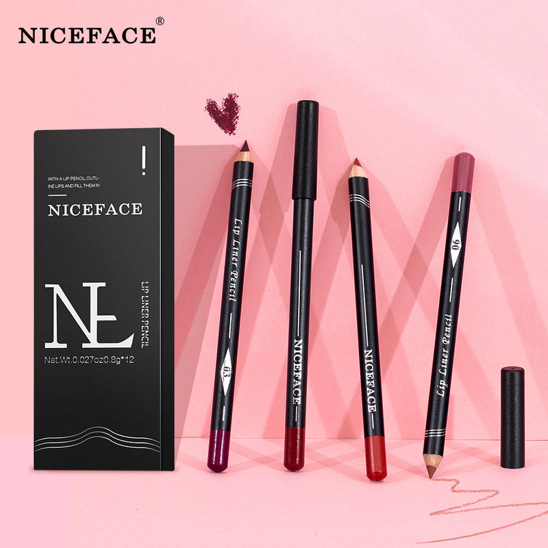 NICEFACE 12 Color Lip Liner Nude Color Modification Is Not Easy To Fade Lip Liner Matte Velvet Lipstick Lip Pencil