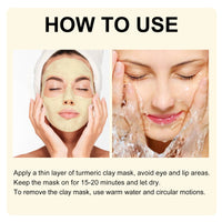 Turmeric Clay Mask, Facial Acne-Clearing Q10 Deeply Cleanses, Hydrates, Brightens And Shrinks Pores