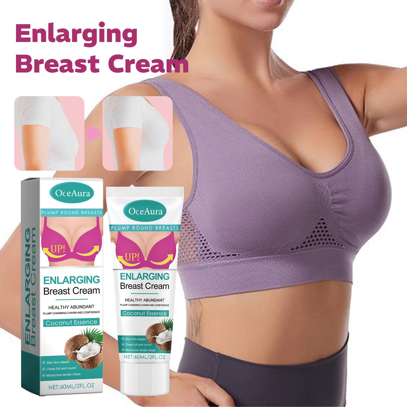 Oceaura White Coconut Breast Lift Firming, Firming And Plumping Anti-Sagging Massage Treatment Beauty Cream