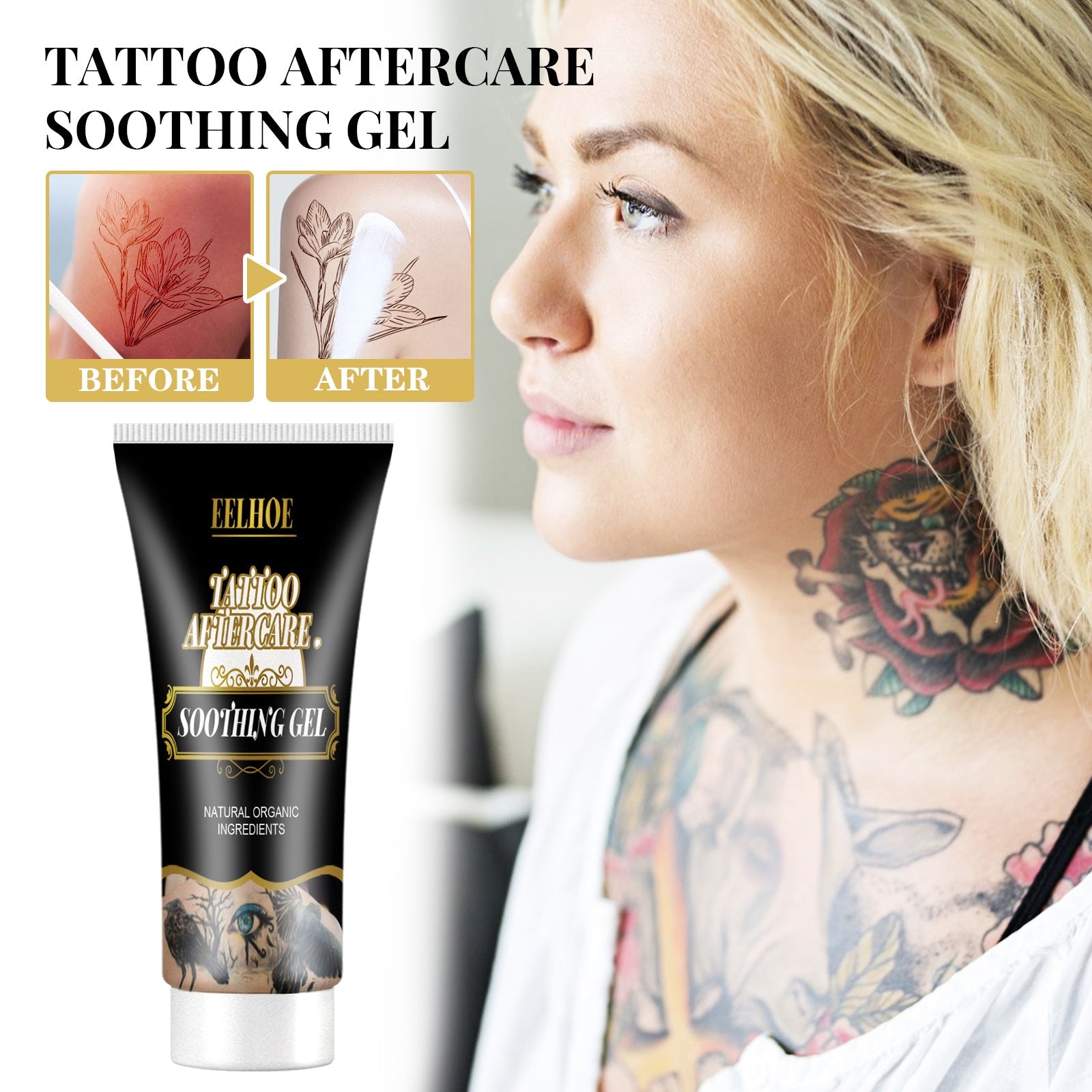 Tattoo Repair Gel, Moisturizing Avoid Scars Tattoo Mark Skin Repair Gel