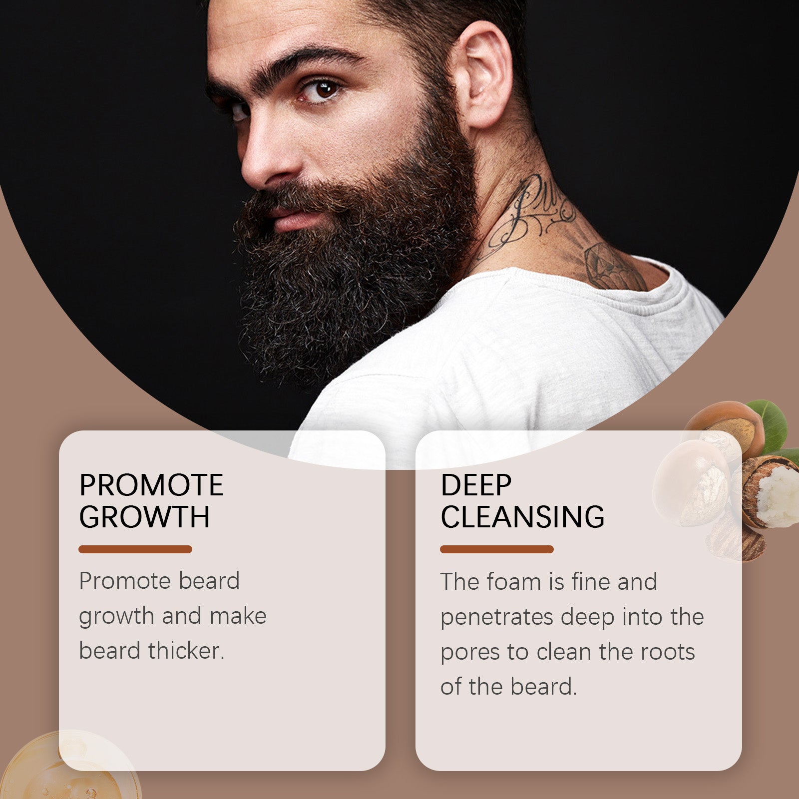 East Moon Men's Facial Hair Care Cleanser Gentle Nourishing Soft Clean Care Facial Hair Cleanser