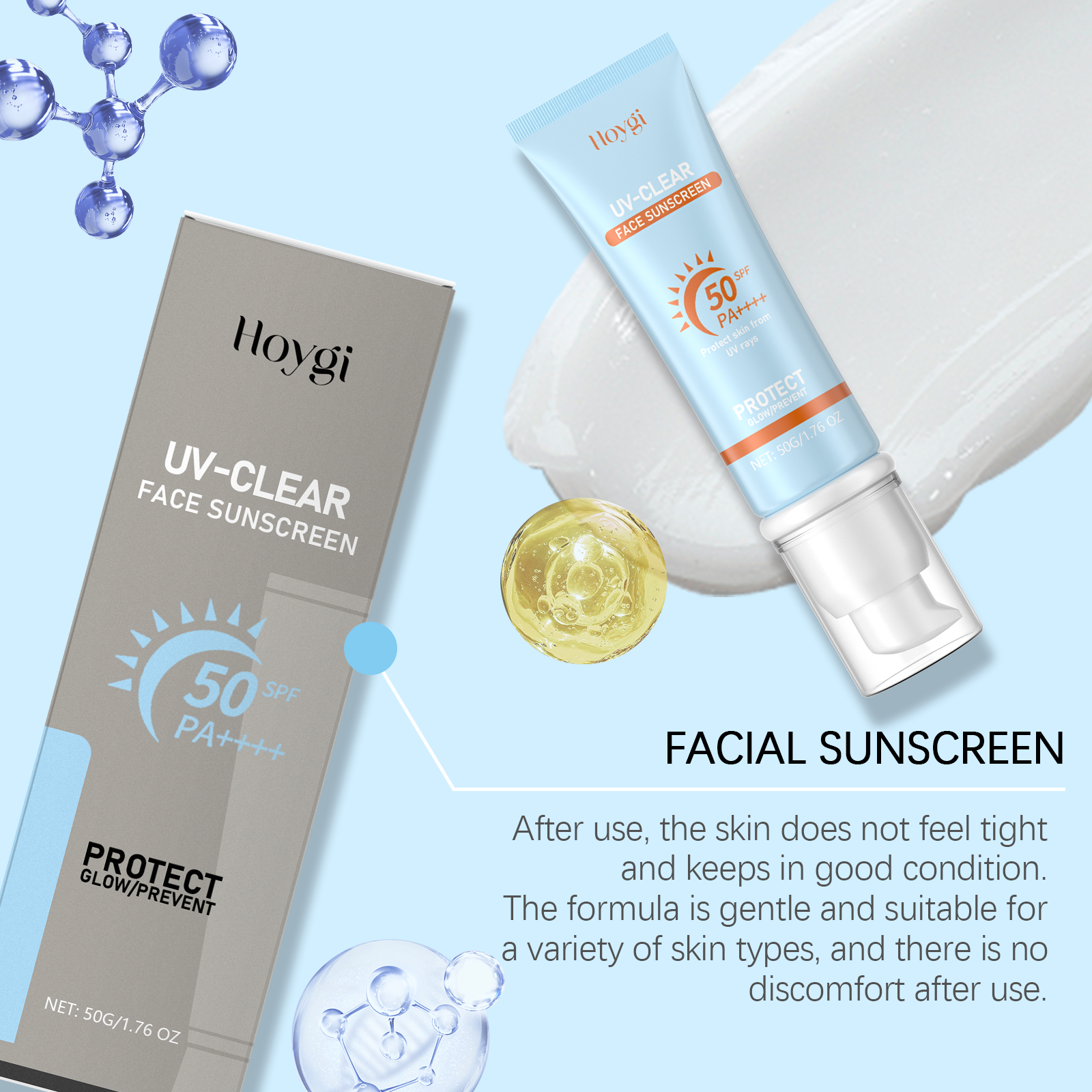 Hoygi Gentle Moisturizing Protective Cream, Outdoor Lightweight Texture Non-Sticky Gentle Care Moisturizing Protective Cream