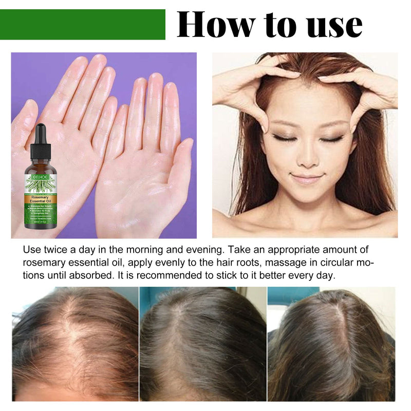 EELHOE Rosemary Hair Essential Oil Gentle Scalp Care Soft Shine Natural Fluffy Hair Essential Oil