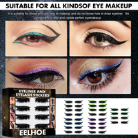EELHOE 3D Glitter Seven Color Eyeliner False Eyelash Sticks, Glue Free Self-Adhesive Eye Makeup Eyeshadow Sticks