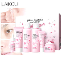 Sakura Skin Care Set Facial Cleanser Moisturizing Face Cream Sunscreen Hydrating Mask Toner Eye Cream Brightening Facial Serum