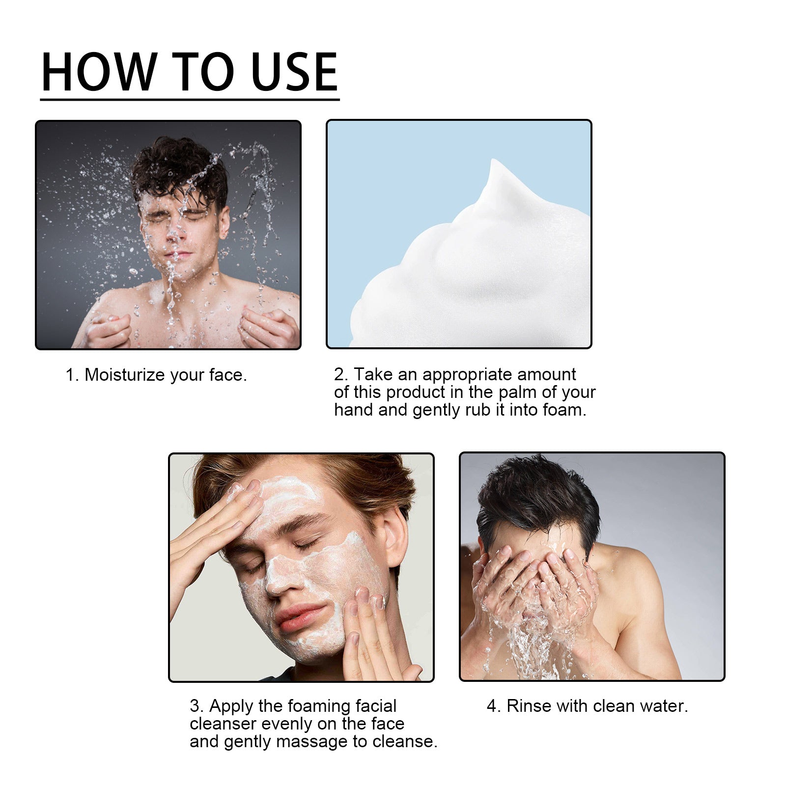 Men's Daily Facial Cleanser Deeply Cleans, Tightens Skin Pores, Moisturizes And Brightens