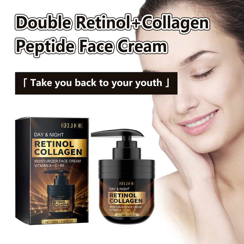 Day Night Retinol Collagen Moisturizer Face Cream, Firming Face Loose Skin Delicate Pores Moisturizing Anti-Wrinkle Cream