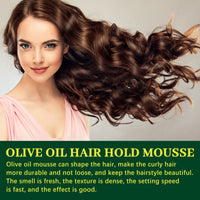 EELHOE Olive Oil Hair Hold Mousse, Curly Hair Styling Moisturizing And Curling Style Durable Frizz Proof Mousse