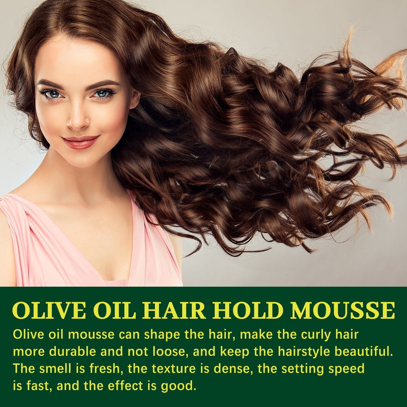 EELHOE Olive Oil Hair Hold Mousse, Curly Hair Styling Moisturizing And Curling Style Durable Frizz Proof Mousse