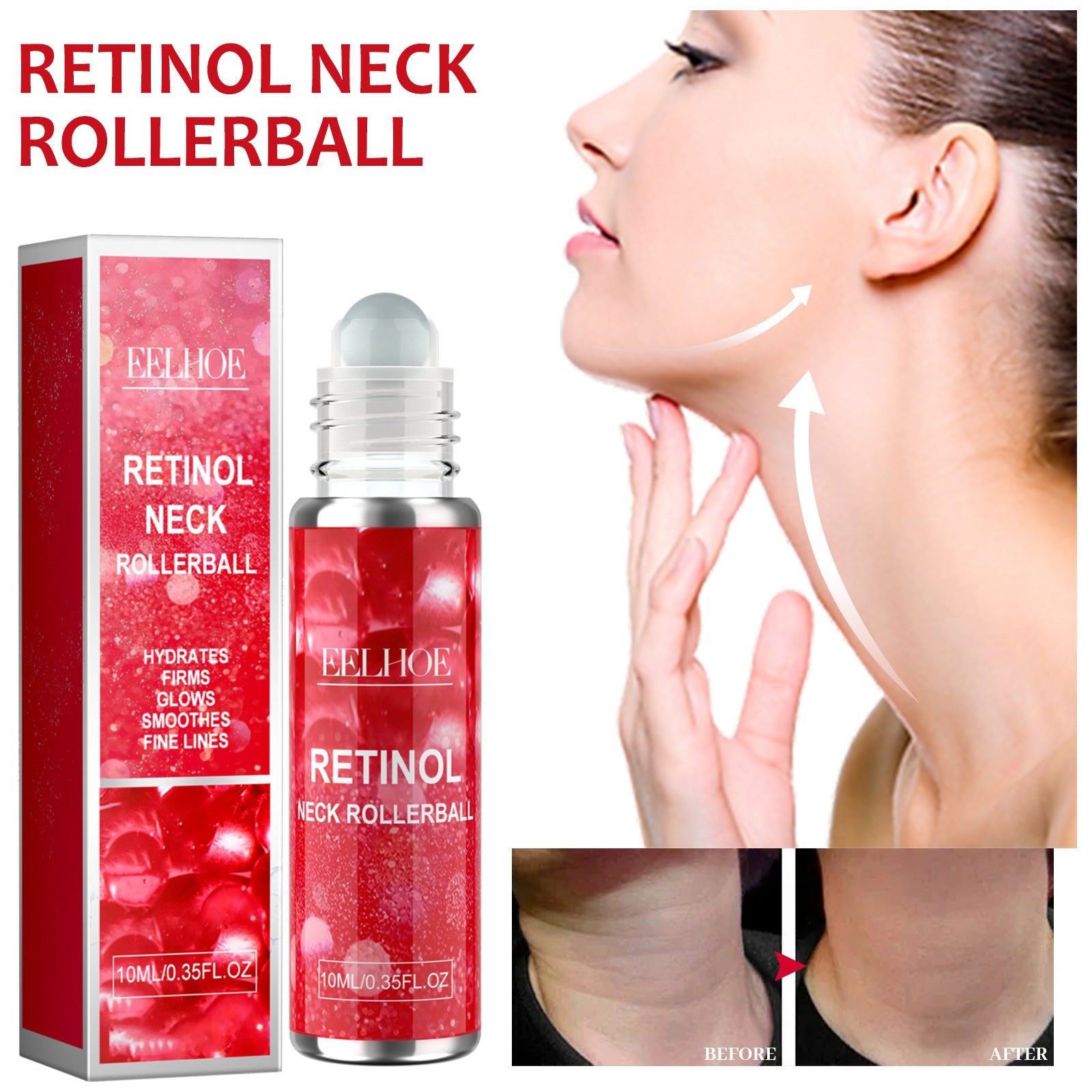 Retinol Neck Rollerball, Moist Smooth Neck Wrinkle Wrinkle Firming Neck Reshape The Swan Neck