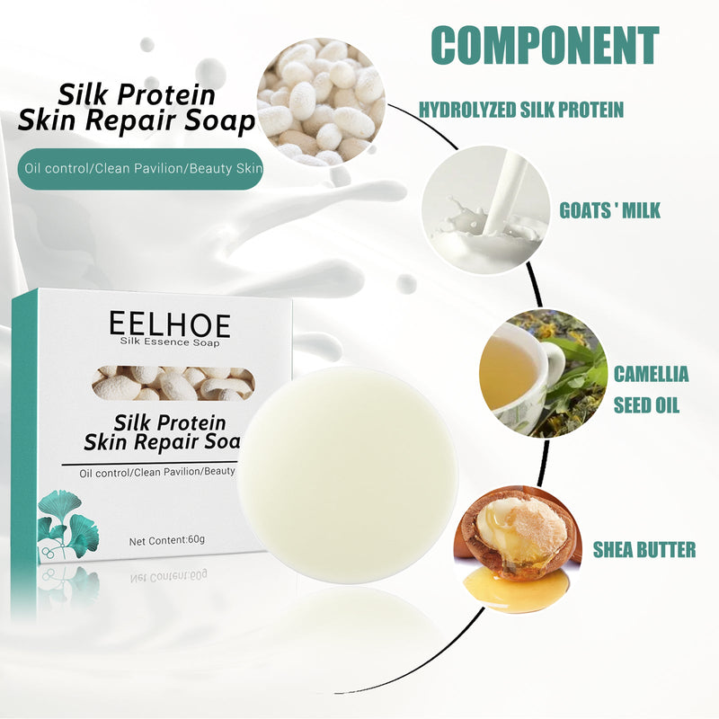 Silk And Goat Milk Handmade Soap, Deep Clean And Repair Skin Moisturizing And Tender Silk And Goat Milk Cleansing Soap
