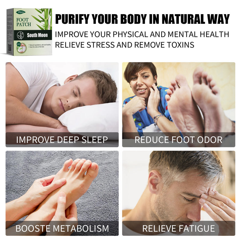 Natural Bamboo Charcoal Foot Patch Body Cleaning Foot Care Improve Headache Back Pain Help Sleep