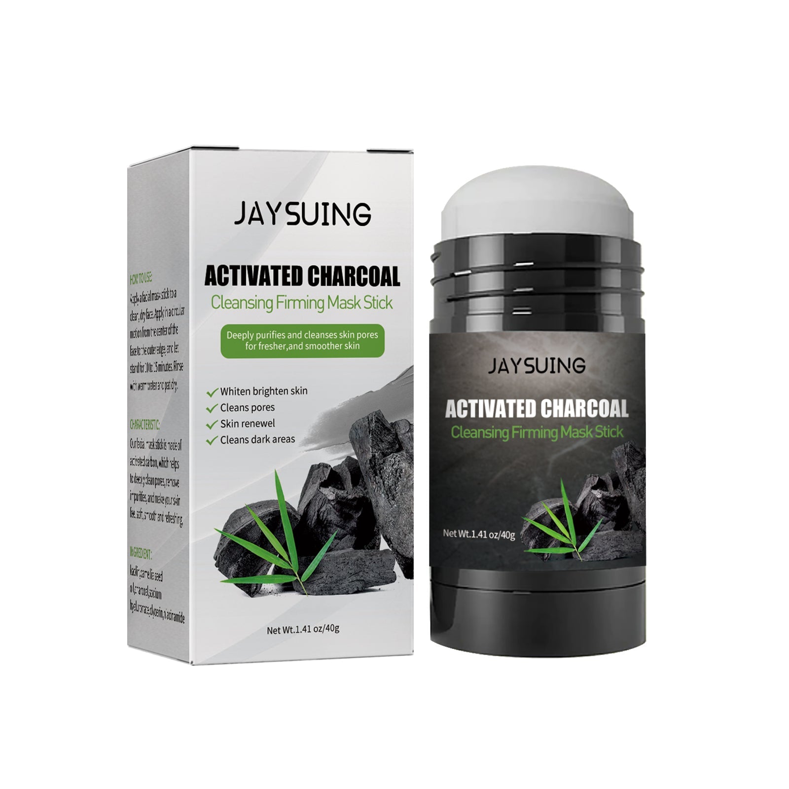 Activated Charcoal Cleansing Mask Stick, Face Care Cleansing Pore Blackhead Applicator Solid Mask