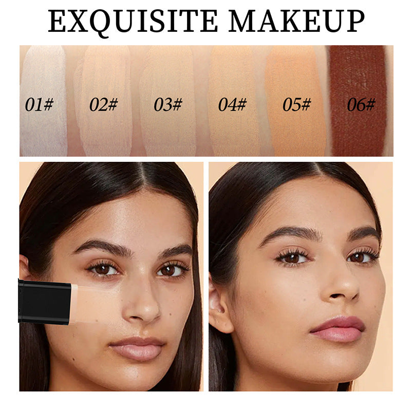 Oqianya Cream Foundation Concealer Long-Lasting Solid Foundation  Dual-Purpose Powder Puff Brush