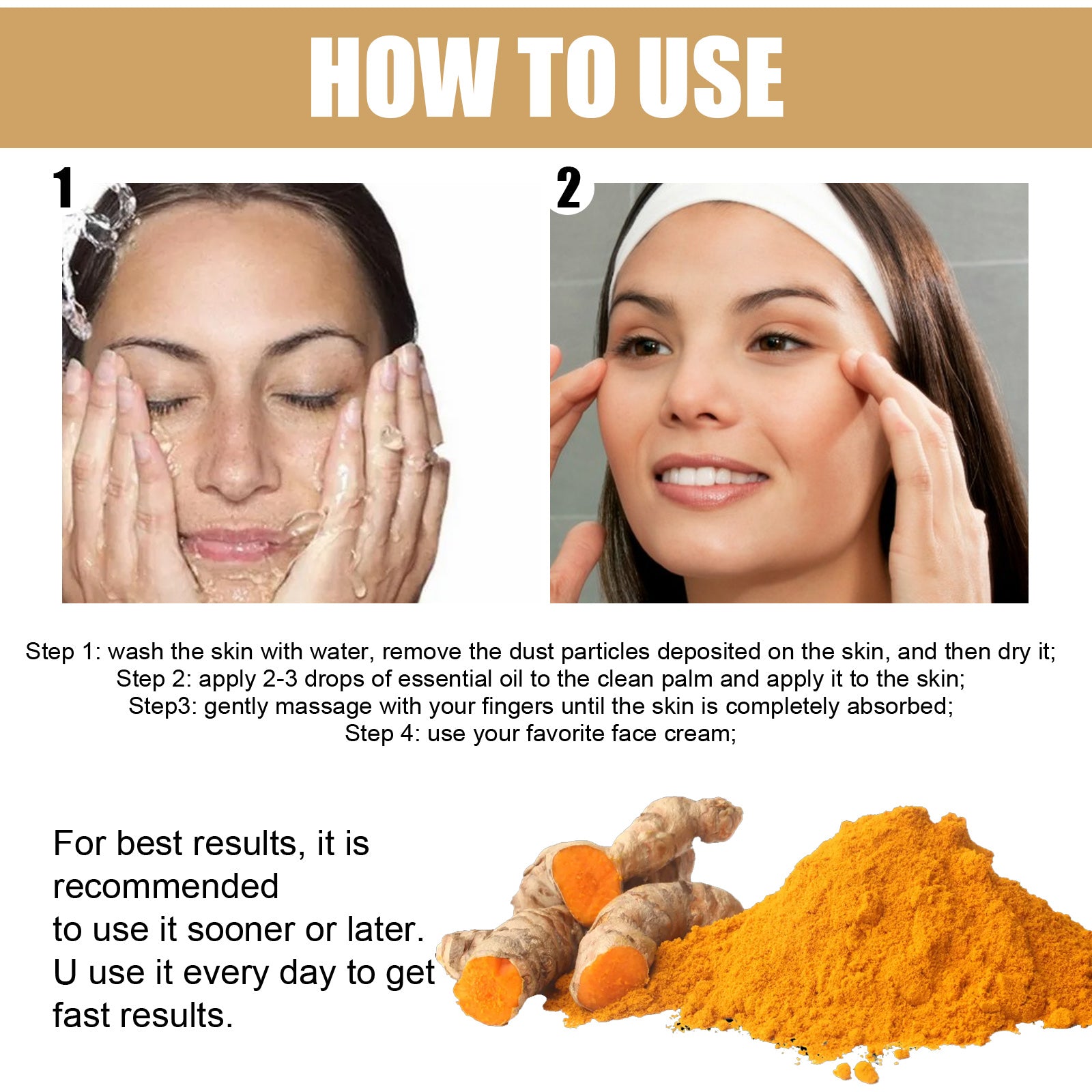 EELHOE Turmeric Correction Essence Facial Care Hydrating Moisturizing Gentle Moisturizing Skin Care Essence