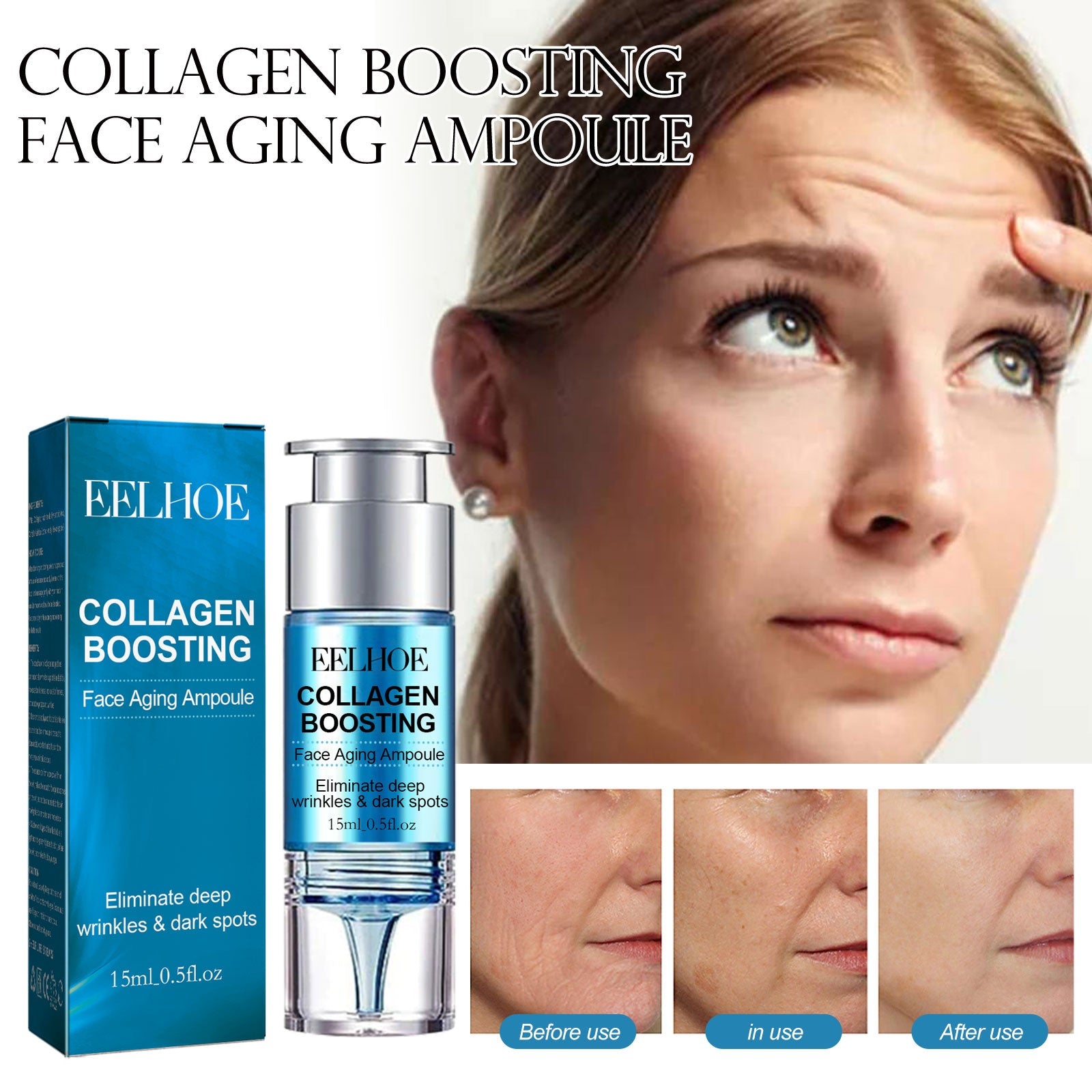 EELHOE Anti-aging Collagen Ampoule, Moisturize Firm Skin Lighten Lines Tender Skin Ampoule