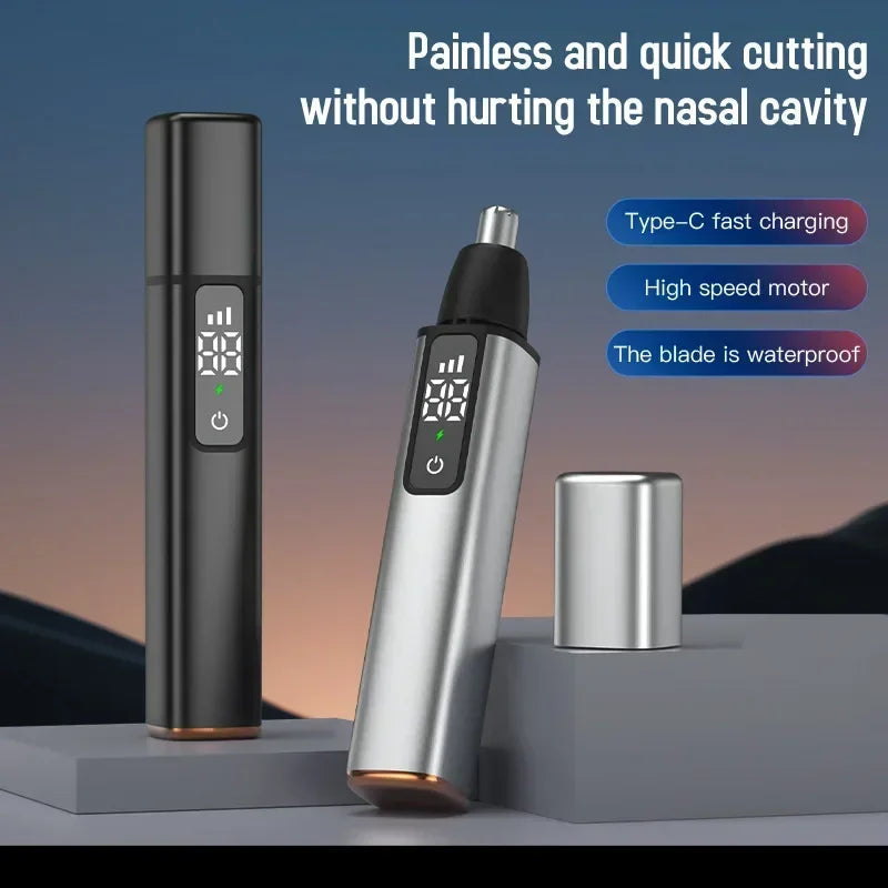 Portable LED Display Nose Hair Remover Electric Nose Hair Trimmer USB Charging Safety Face Hair Cleaning Care Kit