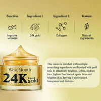 West Month 24k Pure Gold Collagen Face Cream, Lighten Lines Brighten Skin, Firm And Anti-wrinkle Cream
