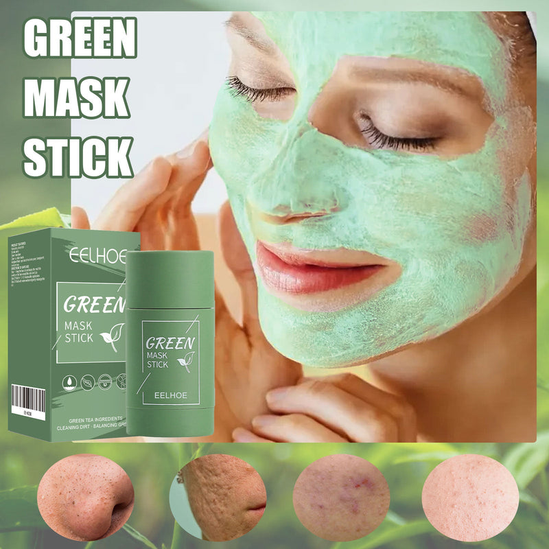 EELHOE Green Tea Solid Mask, Deep Cleansing Hydrating Mask Stick Pore-Narrowing Paste Mask Stick