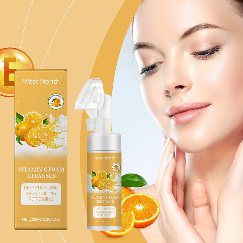 West&Month Vitamin C Foam Cleanser Gently Cleanses Pores, Removes Acne And Cleanses Face With Refreshing Moisture
