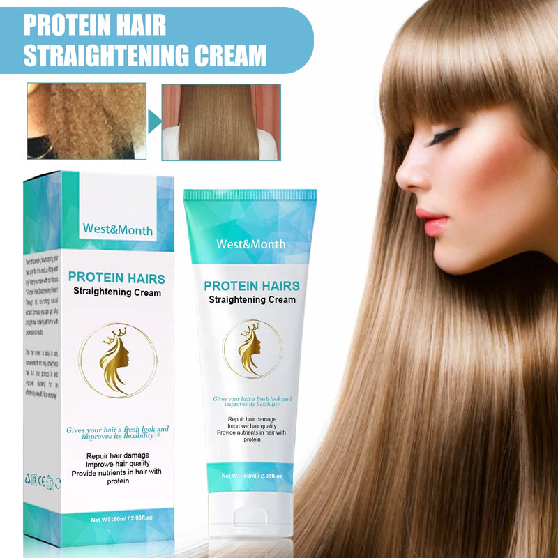Protein Hair Straightening Cream, Non-straightening Long-lasting Styling Repair Damage Soft Cream