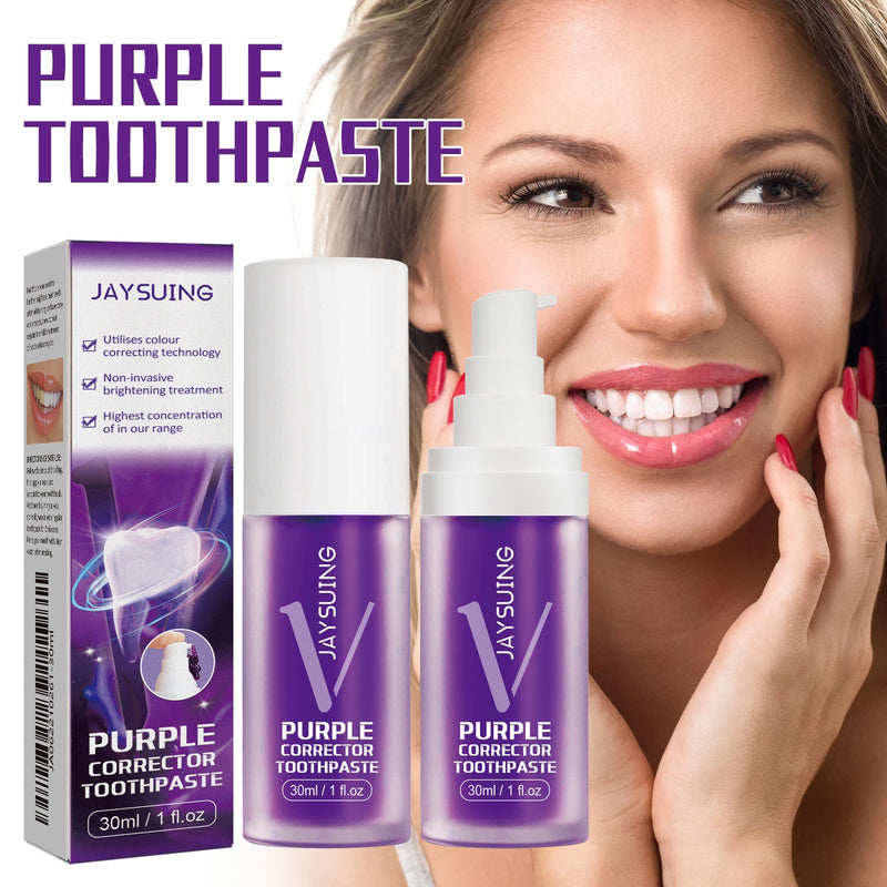 Jaysuing Purple Brightening White Toothpaste, Cleaning Stains Fresh Breath Brightening And Whitening Teeth Toothpaste
