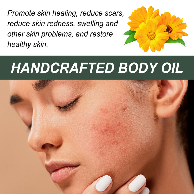 Pure Calendula Handcrafted Body Oil, Reduce Scar Skin Redness Moisturizing Smooth Firming Care