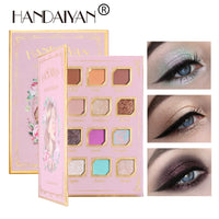HANDAIYAN 12 Color Eye Shadow Palette Retro Niche Eye Shadow Noble With Mirror Matte Pearlescent Powder Eye Shadow