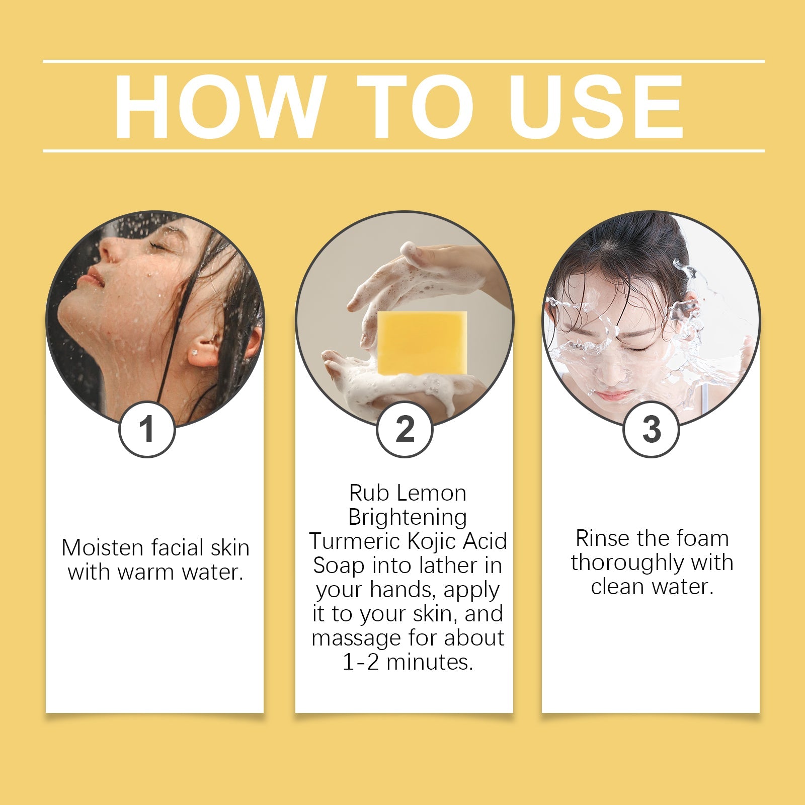 EELHOE Lemon Turmeric Acid Soap, Gently Cleanses, Moisturizes And Brightening Skin Square Cleanser
