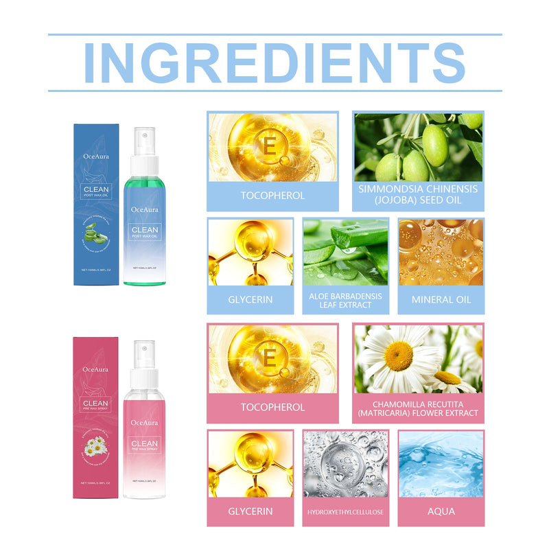 OceAura Before And After Hair Removal Treatment Spray, Gentle Moisturizing Care Skin Hair Cleaning And Moisturizing Treatment Spray