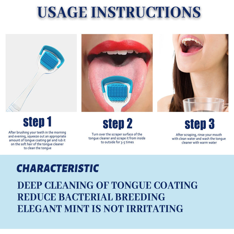 EELHOE Tongue Coating Cleansing Gel, Tongue Coating Cleansing Oral Care Removes Bad Breath And Freshens Breath Gel With Brush