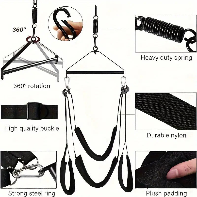 SM Adult Erotic Swing Ceiling 360-Degree Rotatable Adjustable Swing  Set