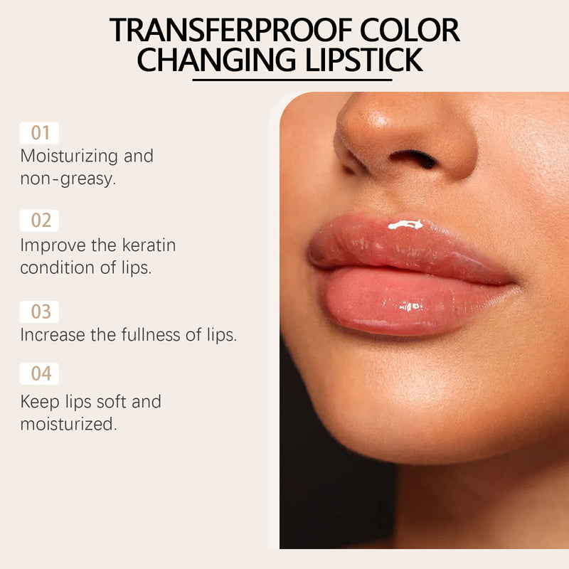 OUHOE Gold Leaf Color Change Nourishing Lip Balm, Nourishing Moisturizing Hydrating Glass Soft Moisturizing Lip Skin Non-Greasy Lip Balm