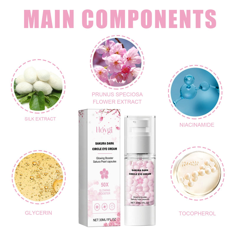 Sakura Dark Circle Eye Cream, Reduce Dark Eye Bags Around The Eyes Dull Brighten Moist Delicate Tight
