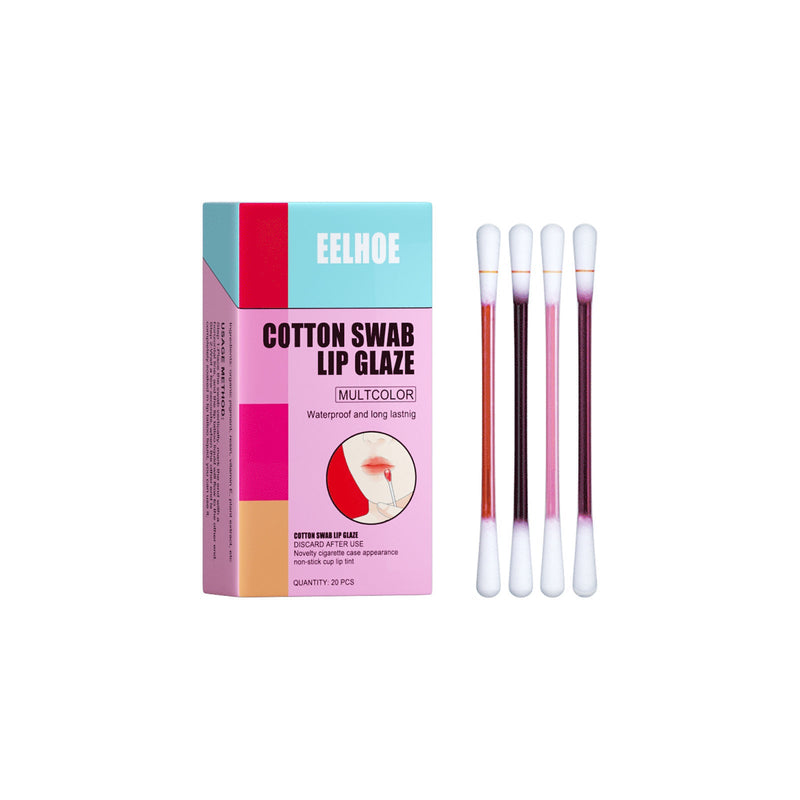 EELHOE Cotton Swab Lipstick, Portable Cigarette Case Lipstick Dye Lip Liquid Lip Gloss Lip Glaze Non-Stick Cup Moisture Lasting