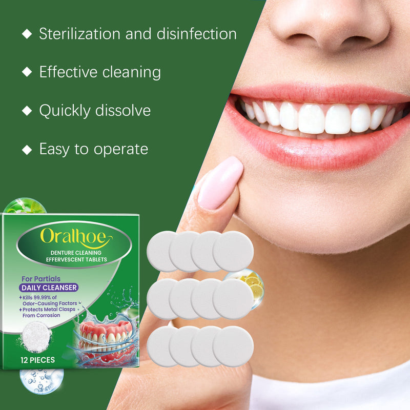 Oralhoe Denture Cleaning Tablet Clean Care Fresh Stain Removal Gentle Care Braces Denture Cleaning Tablet