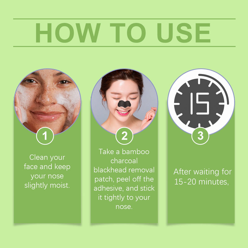 Bamboo Charcoal Blackhead Patch, Delicate Skin Care Gently Clean Acne Strawberry Nose Narrow Pores Nose Cleaning Patch